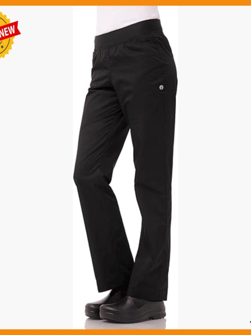 Lightweight Slim Fit Chef Pants, Elastic Waist, Durable Workwear